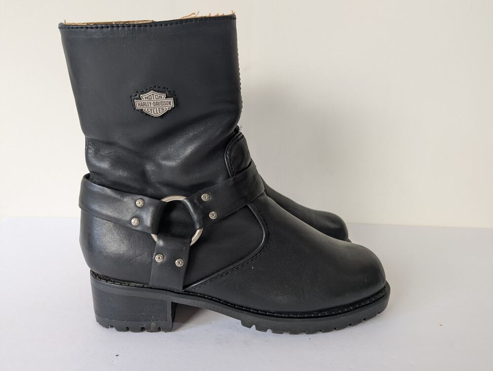 Harley Davidson Women's Leather Motorcycle Moto Studded Harness Boot Size 8.5